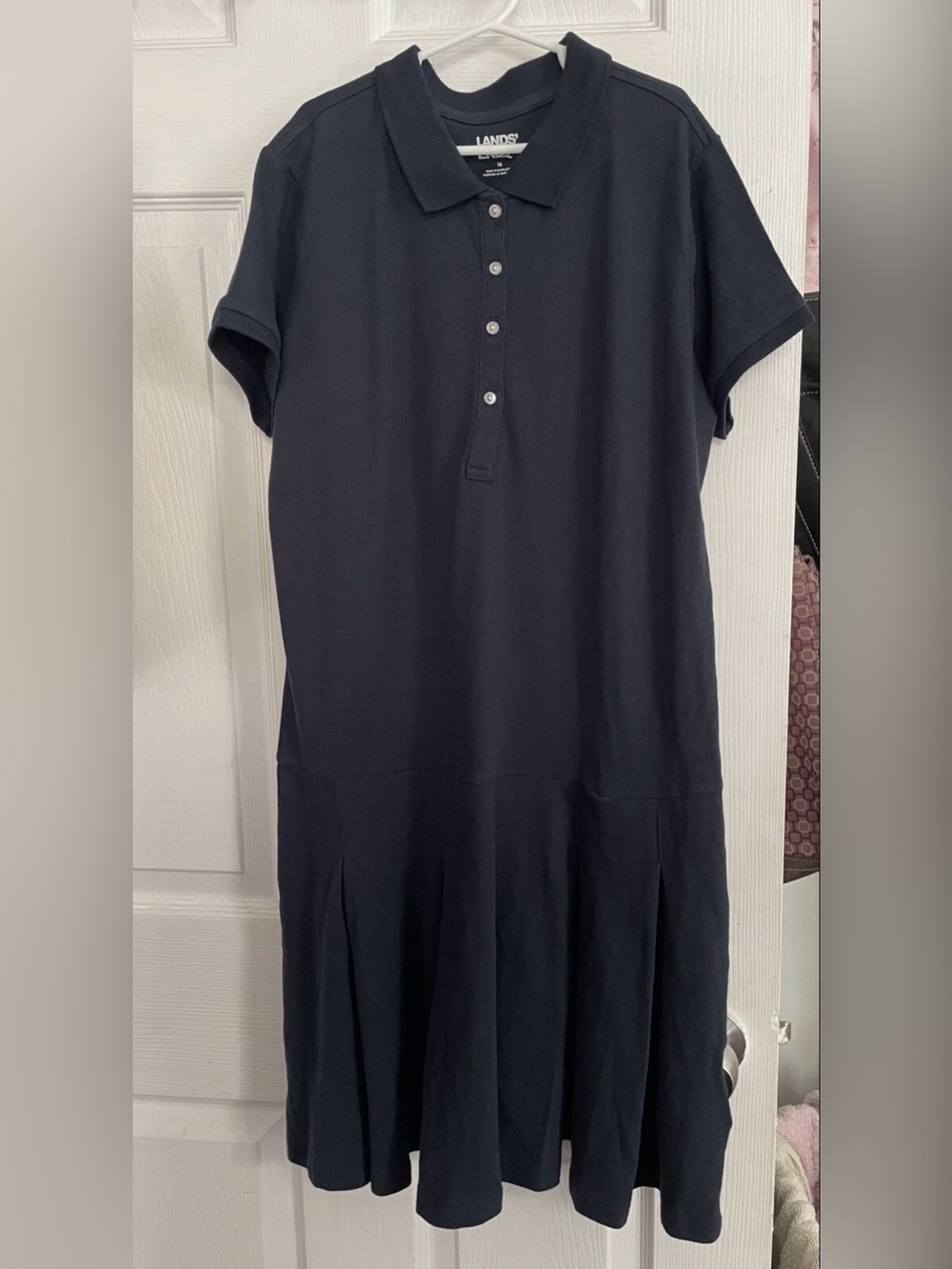 Lands’ End Girls School Uniform Dress Pleated Blue Size 16